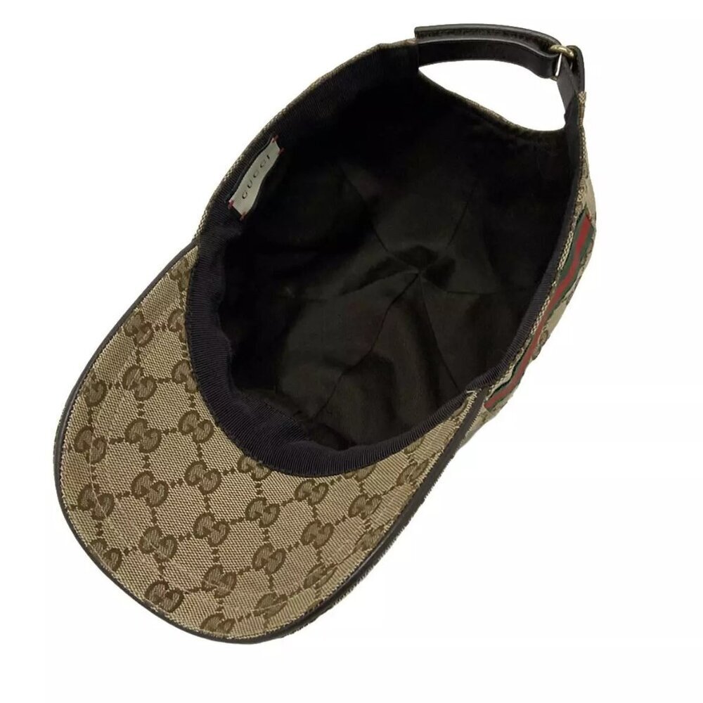 100% Authentic GUCCI Original GG Baseball Cap 200035 Beige Brown Multi Polyester - Picture 4 of 9